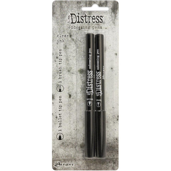 Tim Holtz's Distress Embossing Pens, 2 (two) Bullet Tip and Brush Tip Markers with Clear Ink - by Ranger