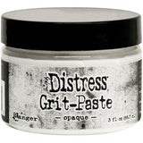 Grit Paste, Opaque - Tim Holtz Distress texture paste with white matte finish for mixed media and visual arts, in a 3 fl oz (88.7ml) jar. Made by Ranger.