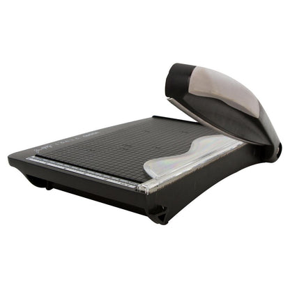 photo of Deckle Blade Trimmer by Tim Holtz and Tonic Studio - Tim Holtz Deckle (Torn Edge) Blade Guillotine Paper Cutter - with a unique torn edge style blade, ergonomic comfort Kushgrip handle. Use to create the look of rugged torn edges to paper and cardboard easily and quickly. Made by Tonic Studio with precision ground, ultra sharp blade with a rough ragged pattern, this strong trimmer is built to last.