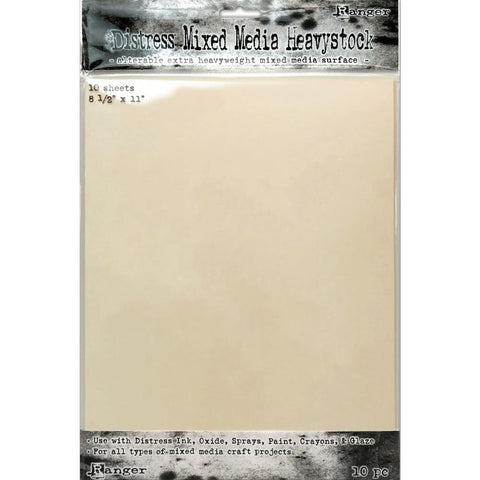 Tim Holtz Distress Heavystock Paper - Mixed Media - 8.5x11 - 10 Sheets