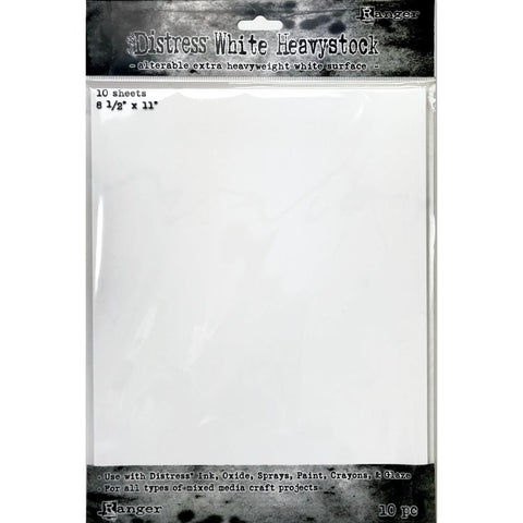 Tim Holtz Distress Heavystock Paper - White - 8.5x11 - 10 Sheets