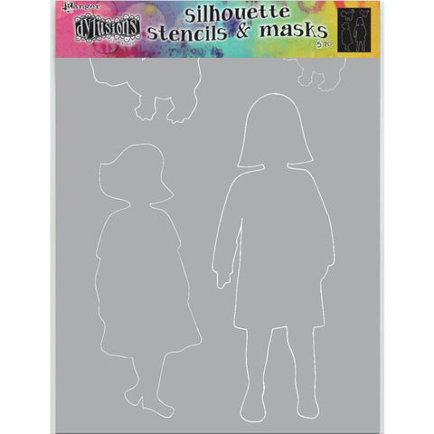 Dylusions Stencil - Large 9x12 - Edith - Silhouettes with Masks