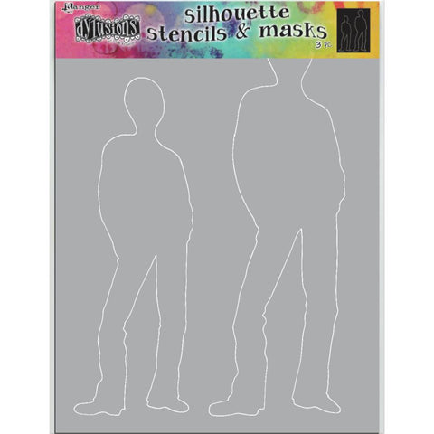Dylusions Stencil - Large 9x12 - Tom - Silhouettes with Masks