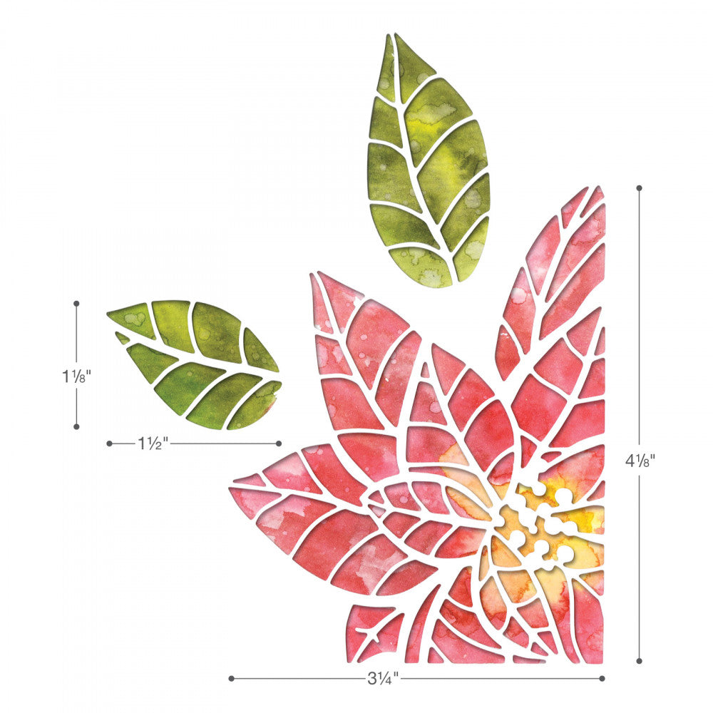 photo showing the sizes Tim Holtz Thinlits Dies by Sizzix - Poinsettia Pieces