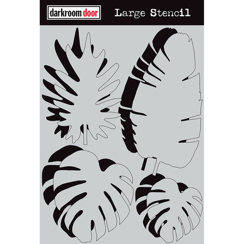 Tropical Leaves ... Darkroom Door stencil with matching masks - Large, 9"x12".