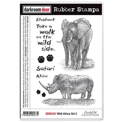 Darkroom Door cling rubber stamps in a set, elephant and rhino