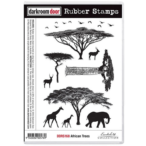 Darkroom Door cling stamp set, African animals and trees
