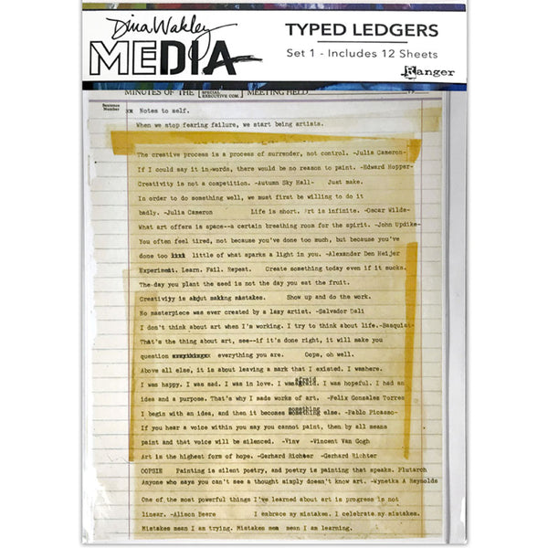Typed Ledgers - Set 1 ... Collage Paper by Dina Wakley Media and Ranger - 12 sheets, various sizes up to 8.5" x 11 1/2" in size.