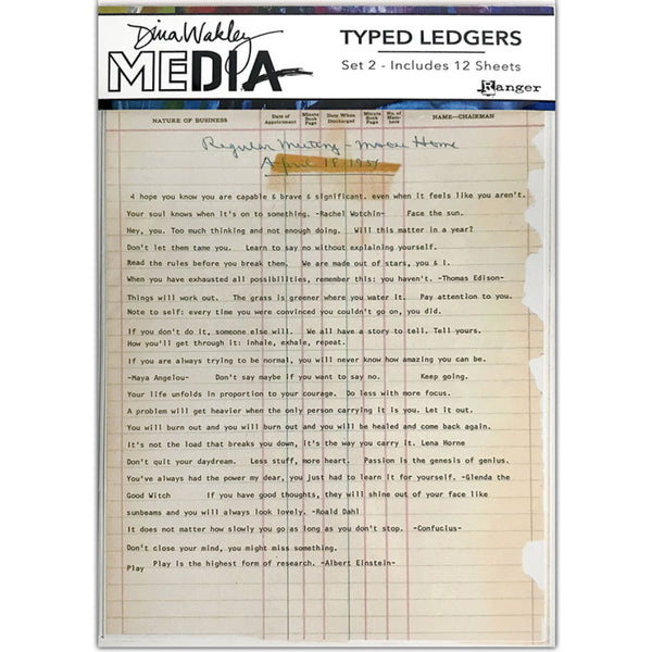 Typed Ledgers - Set 2 ... Collage Paper by Dina Wakley Media and Ranger - 12 sheets, various sizes up to 8.5" x 11 1/2" in size.