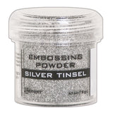 Ranger Embossing Powder in Silver Tinsel for creating a gloss sparkly shimmery finish