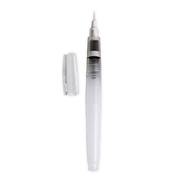 Tim Holtz WaterBrush - Detailer (small round tip) - 1 (one) empty paintbrush with refillable chamber that does not leak. Fine flexible detailer brush tip.   The Tim Holtz Water Brush with Detailer Tip refillable paintbrush is an essential tool for everyone including painters, watercolourists, artists, journalers, calligraphers, illustrators, colourists and paper crafters. T