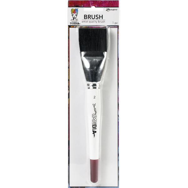 Paint Brush ... by Dina Wakley MEdia. 1 (one) flat stiff bristled brushes, 2" inch wide large paintbrush for mixed media, painting, visual arts.