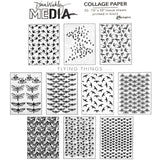 Flying Things - Collage Tissue Paper by Dina Wakley Media and Ranger - 20 printed sheets, 7.5" x 10" in size ... 10 designs, 2 of each printed in black on white tissue featuring birds, seaguls, swallows, moths, bees, cicadas, butterflies