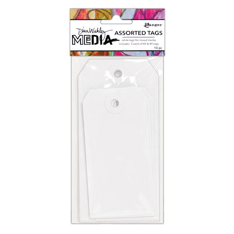 White Tags, Assorted Pack - Sizes 3 and 5, Small - by Dina Wakley MEdia