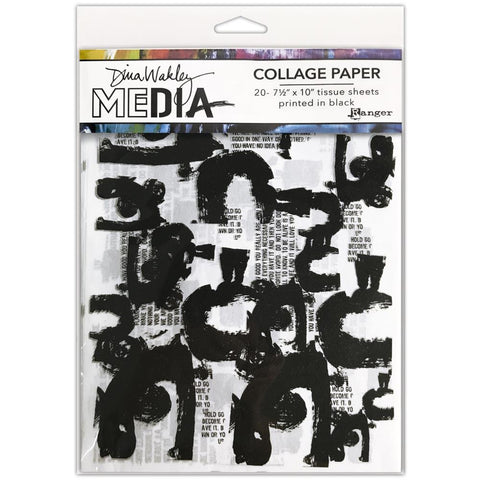 Painted Marks - Collage Tissue Paper by Dina Wakley Media and Ranger - 20 printed sheets, 7.5" x 10" in size ... 10 designs, 2 of each printed in black.