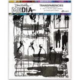Frames and Figures (set 2) - Transparencies ... by Dina Wakley MEdia and Ranger. 6 (six) sheets of clear film printed with black designs, 8.5" x 10.75" in size. Use for creative collage, journaling, bookmaking, scrapbooking, mixed media and other visual arts. 