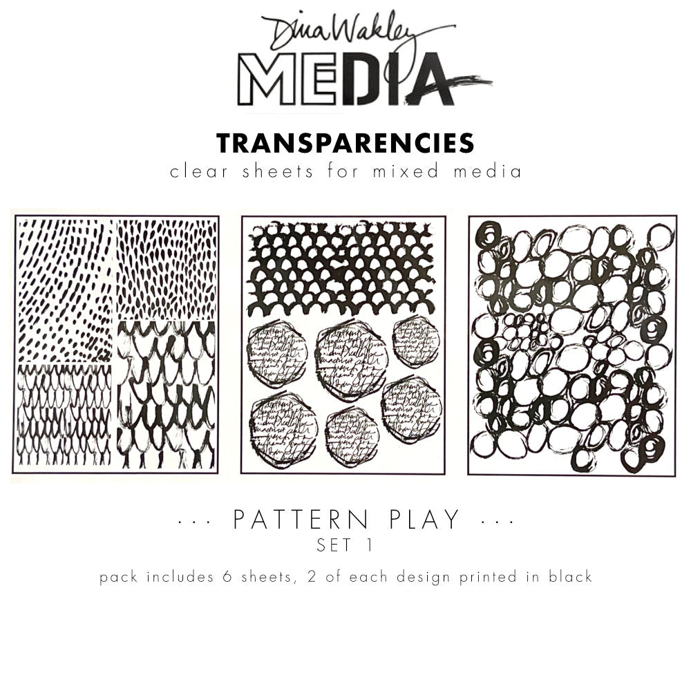 Pattern Plag Dina Wakley Media - Transparencies - 6 Sheets - Pattern Play set 1 ...