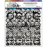 Pattern Play (set 2) - Transparencies ... by Dina Wakley Media and Ranger. 6 (six) sheets of clear film printed with black designs, 8.5" x 10.75" in size. Use for creative collage, journaling, bookmaking, scrapbooking, mixed media and other visual arts. 