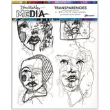 Abstract Portraits (set 2) - Transparencies ... by Dina Wakley MEdia and Ranger. 6 (six) sheets of clear film printed with black designs, 8.5" x 10.75" in size. Use for creative collage, journaling, bookmaking, scrapbooking, mixed media and other visual arts. 