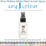 Gloss Acrylic Paint - Choose any 1 (one) colour ... by Dina Wakley MEdia and Ranger Ink. Each bottle holds 1.9 fl oz (56ml) of colourful acrylic paint with the viscosity of thick ink. New neon colours are inStore!  These beautiful sprays are an opaque (gives good coverage) acrylic spray that dries to a smooth glossy finish. Spray onto all your creations - mixed media, art Journals, through stencils, over masks, onto Chipboard Shapes, artboards and other porous surfaces.