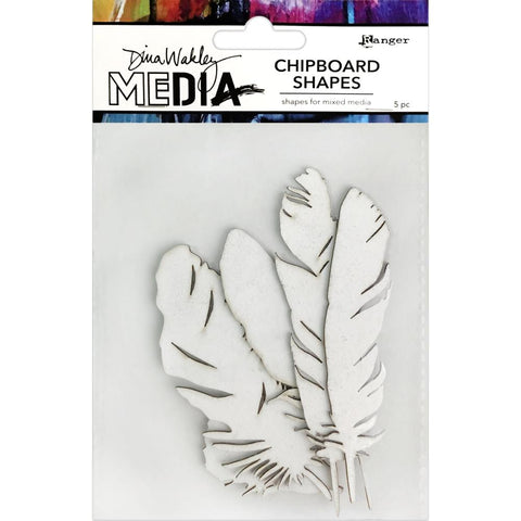 Feathers - Chipboard Shapes by Dina Wakley Media ... 5 (five) silhouette shapes of bird feathers at Art by Jenny online