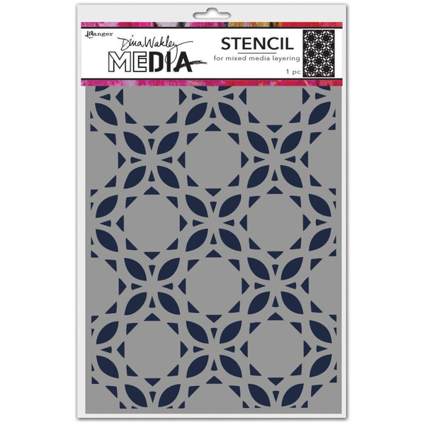 Curly Tiles - Dina Wakley MEdia ... Stencil for layering colour, texture and patterns in mixed media, visual arts and papercrafts. 1 (one) stencil.   Add this fabulous pattern of decorated squares and tiles to your artwork. Apply to your project in the background or make this design a featured element in the artwork. 
