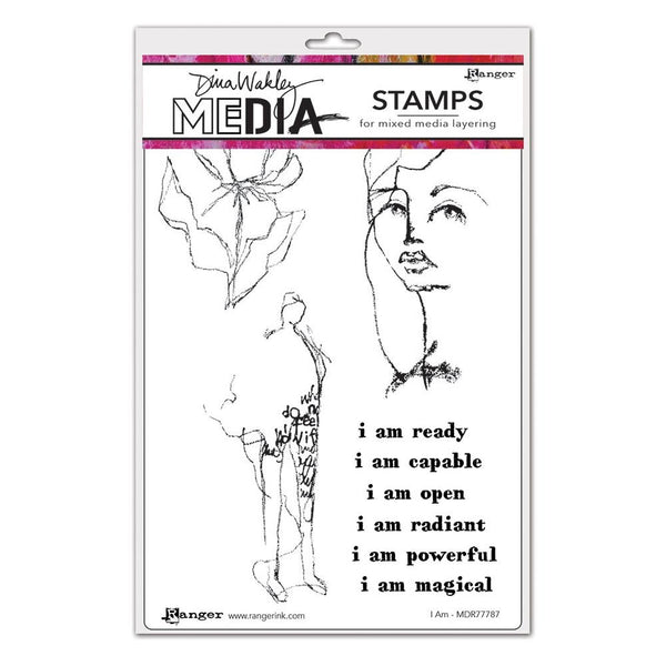 I Am - Dina Wakley MEdia ... Cling Mounted Rubber Stamps in 9 (nine) designs (MDR77787). Mindful and strong positive sayings