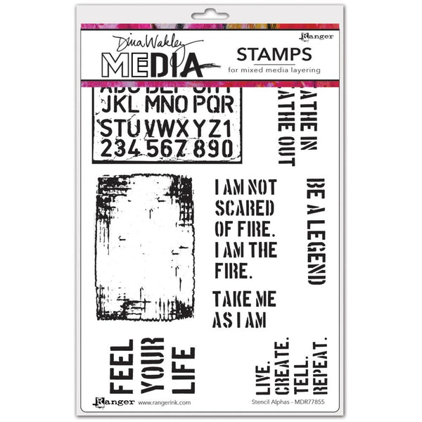 Stencil Alphas - Dina Wakley MEdia ... Cling Mounted Rubber Stamps in 8 (eight) designs (MDR77855)