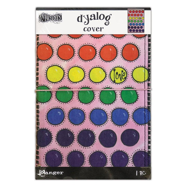 Pride - Dylusions Dyalog Canvas Cover by Dyan Reaveley ... a beautiful bold rainbow of bubbles on a pink background, one with the word 'love' inside