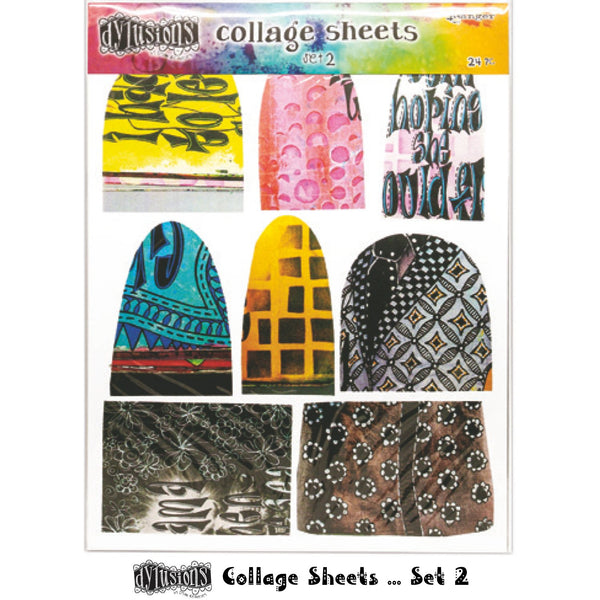 Collage Paper - set 2 ... Dylusions by Dyan Reaveley.  24 (twenty four) sheets, single sided matte white paper with 16 (sixteen) pages of full sized designs and 8 (eight) pages of half sized designs. Sheet size is 8.5" x 11".   Create bold colourful artwork using these fabulous collage sheets by Dyan Reaveley, featuring designs perfect for all our days - wild hair'd blondes, grumpy cats, hearts and flowers, faces with attitude, legs and hands, shapes and bodies, and much more.