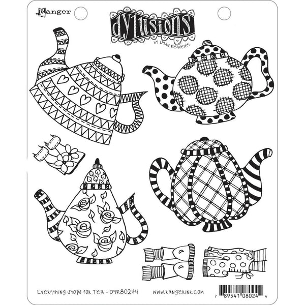 Everything Stops for Tea ... cling mounted rubber stamp set - Dylusions by Dyan Reaveley (DYR80244). 7 designs.