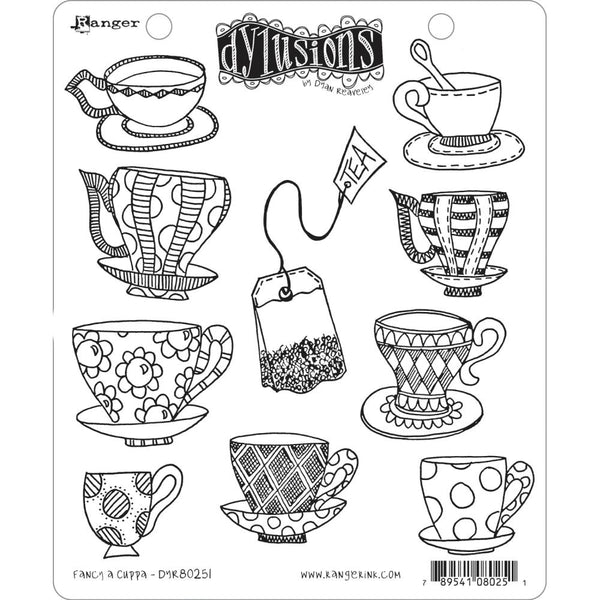 Fancy a Cuppa ... cling mounted rubber stamp set - Dylusions by Dyan Reaveley (DYR80213). 10 designs.