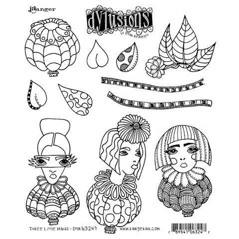 Dylusions by Dyan Reaveley Cling Mounted Rubber Stamps - Three Little Maids