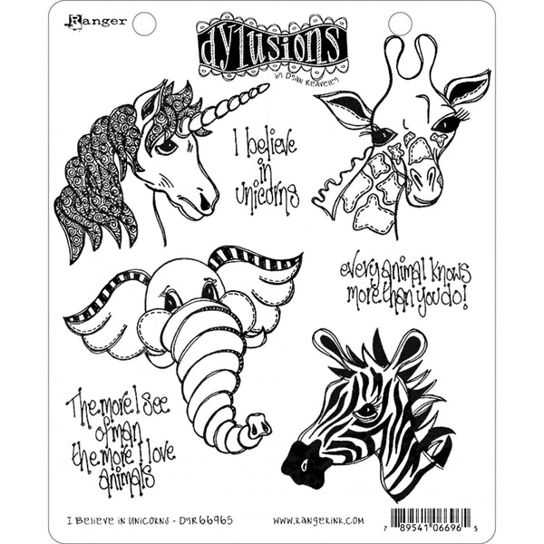 I Believe in Unicorns - 7 Cling Rubber Stamps ... by Dyan Reaveley of Dylusions