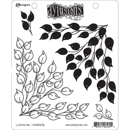 Leaf Me Be ... rubber stamp set - Dylusions by Dyan Reaveley (DYR81661). 4 (four) designs, two large corner leafy branches and two sprigs.