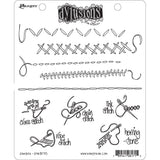 Sampler ... rubber stamp set - Dylusions by Dyan Reaveley (DYR81661). 10 (ten) designs, 5 stitched borders and 5 embroidery instructional designs.