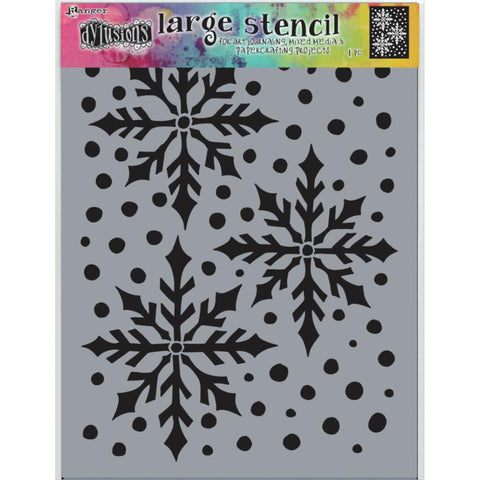 Dylusions by Dyan Reaveley stencil for mixed media and journaling - Snow Queen - large snowflakes and snowspots