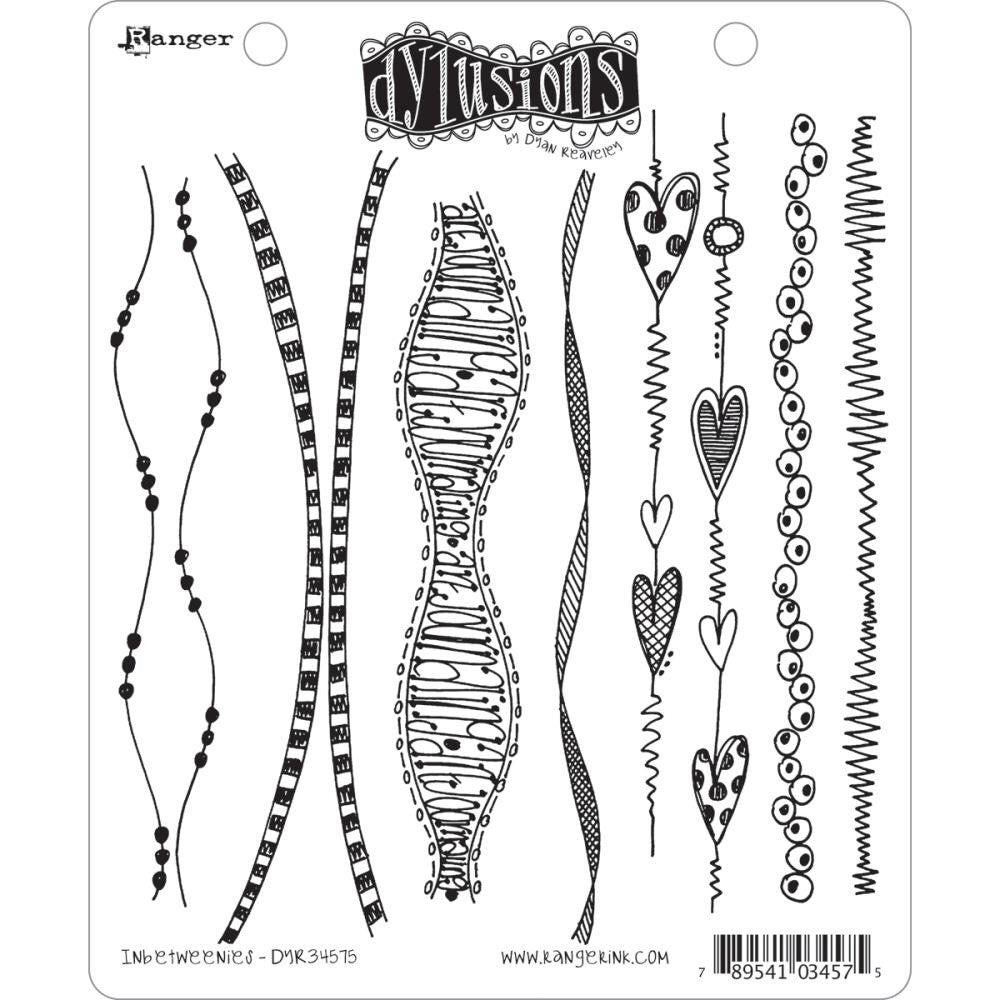 Inbetweenies ... rubber stamps by Dyan Reaveley of Dylusions.  This set includes 8 long borders and lines in a variety of doodled designs, perfect for horizontal and vertical linework.