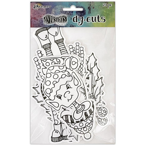 Me Peeps, Dylusions Creative Dy Cuts - by Dyan Reaveley ... fun Christmas characters printed in black outlines on white mixed media paper, neatly trimmed and ready to use. 24 die cut pieces (8 designs, 3 of each).