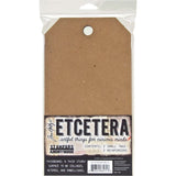 Etcetera Thickboard Tag, Small ... by Tim Holtz and Stampers Anonymous - 1 (one) craftwood shaped tag, 5 1/2" x 10", 3mm thick with 3 discs or rings. Perfect for all kinds of wallart, gift tags, bases for dioramas, home decor and visual arts.  Tim Holtz Etcetera tags are artful things for curious minds!  Tim Holtz Etcetera Thickboard is a kraft brown hardboard substrate,  made with compressed paper, made to have the look and feel of mdf or craftwood.