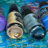 photo of Dylusions Shimmer Sprays by Dyan Reaveley showing Desert Sand and Balmy Night at Art by Jenny in Australia