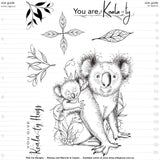 Koala-Ty Hugs - Clear Stamp Set by Pink Ink Designs ... Set of 7 (seven) clear cling stamps. Fauna Series, PI166. showing dimensions