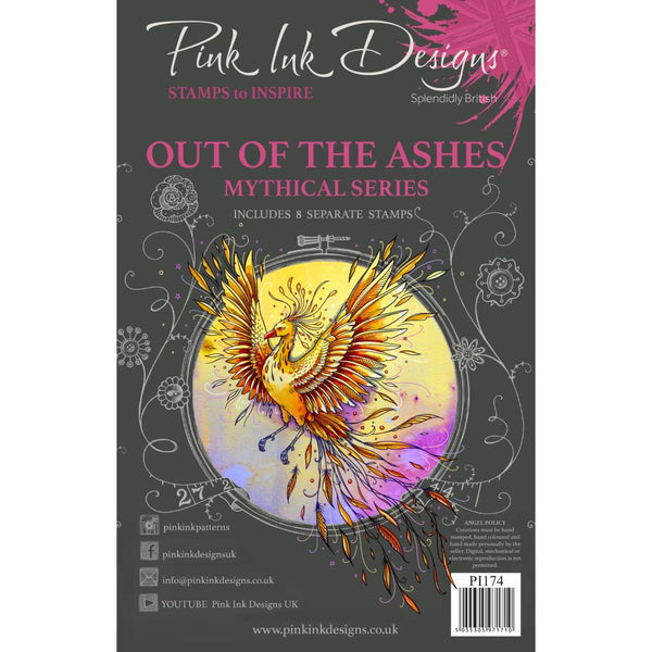 Out of the Ashes (phoenix) - Clear Stamp Set by Pink Ink Designs ... Set of 8 (eight) clear cling stamps. Mythical Series, PI174. 