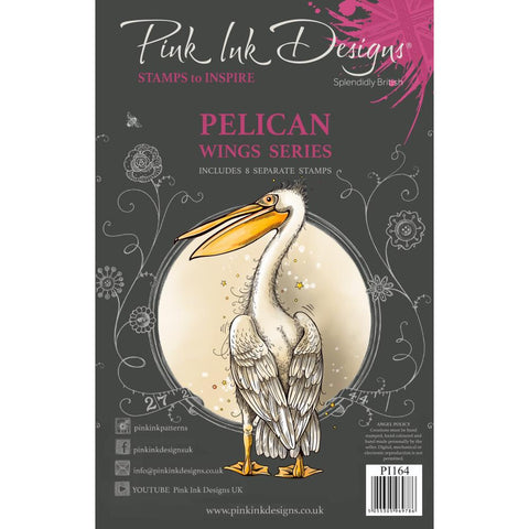 Pelican - Clear Stamp Set by Pink Ink Designs ... Set of 8 (eight) clear cling stamps. Fauna Series, PI164.