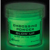 the illusion of Ranger Ink Embossing Powder "Glow Up" glow in the dark for embellishing artwork mixed media and display makes - how this may look 