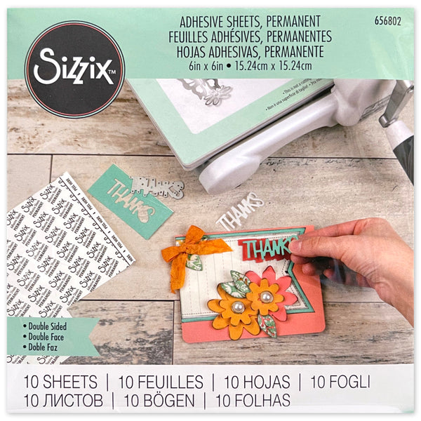 Sizzix Adhesive Sheets, permanent tape in 6"x6" square pieces