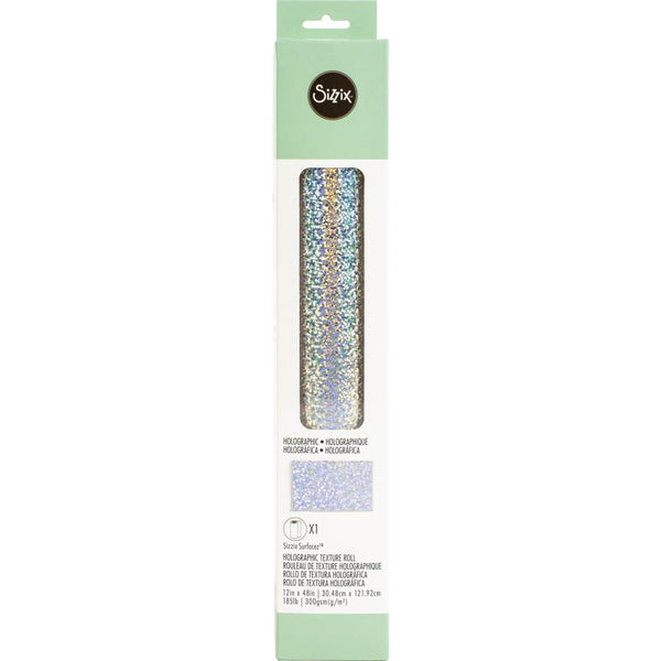 Holographic - Texture Roll Surfacez - by Sizzix ... durable and versatile shimmery and iridescent cardstock with a smooth finish (white on the back), 12" wide, 48" long roll