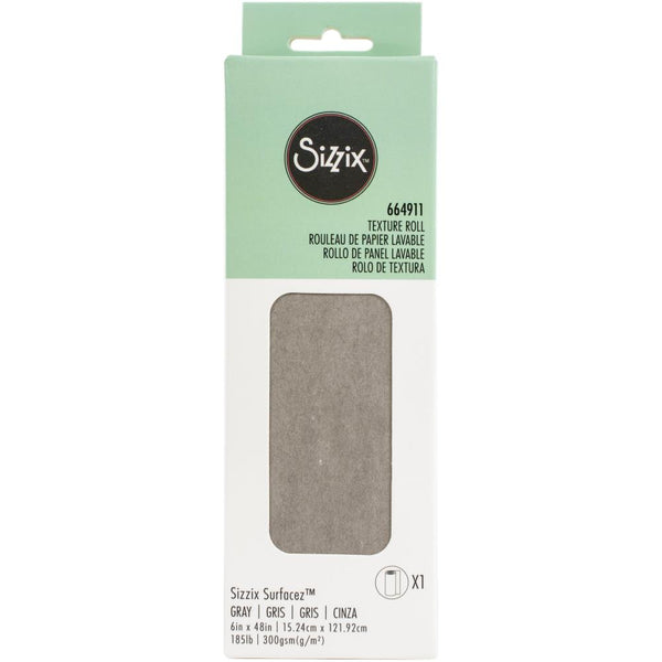 Sizzix Surfacez Texture Roll mixed media cardstock in grey or gray for creative papercrafts and scrapbooking, 6 inch wide roll