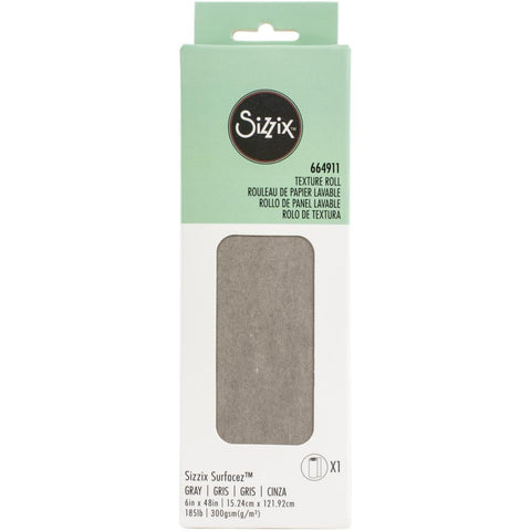 Sizzix Surfacez Texture Roll mixed media cardstock in grey or gray for creative papercrafts and scrapbooking, 6 inch wide roll