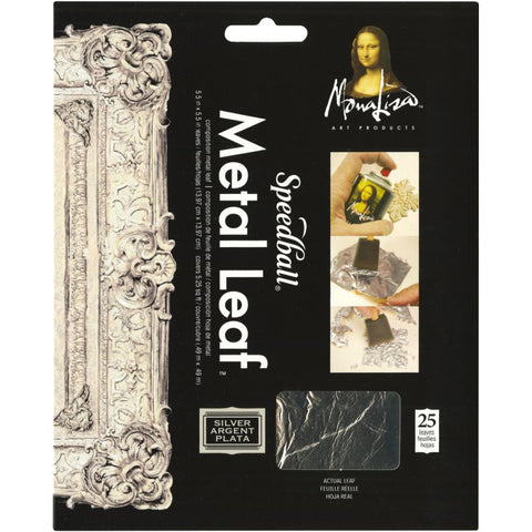 Silver Metal Leaf - 25 leaves (sheets) of composition metal leaf by Mona Lisa Metal Leaf and Speedball Art Products
